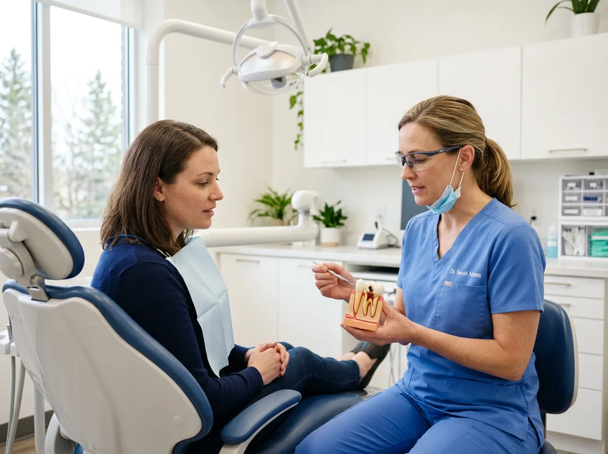 Dentist discussing a possible tooth extraction with a patient