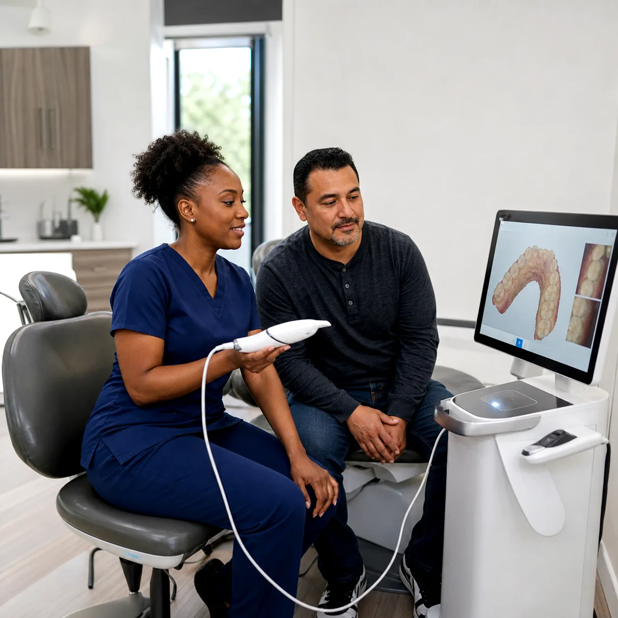 Dental technician creating a same-day crown using digital scanning at Advanced Dental in New Windsor NY